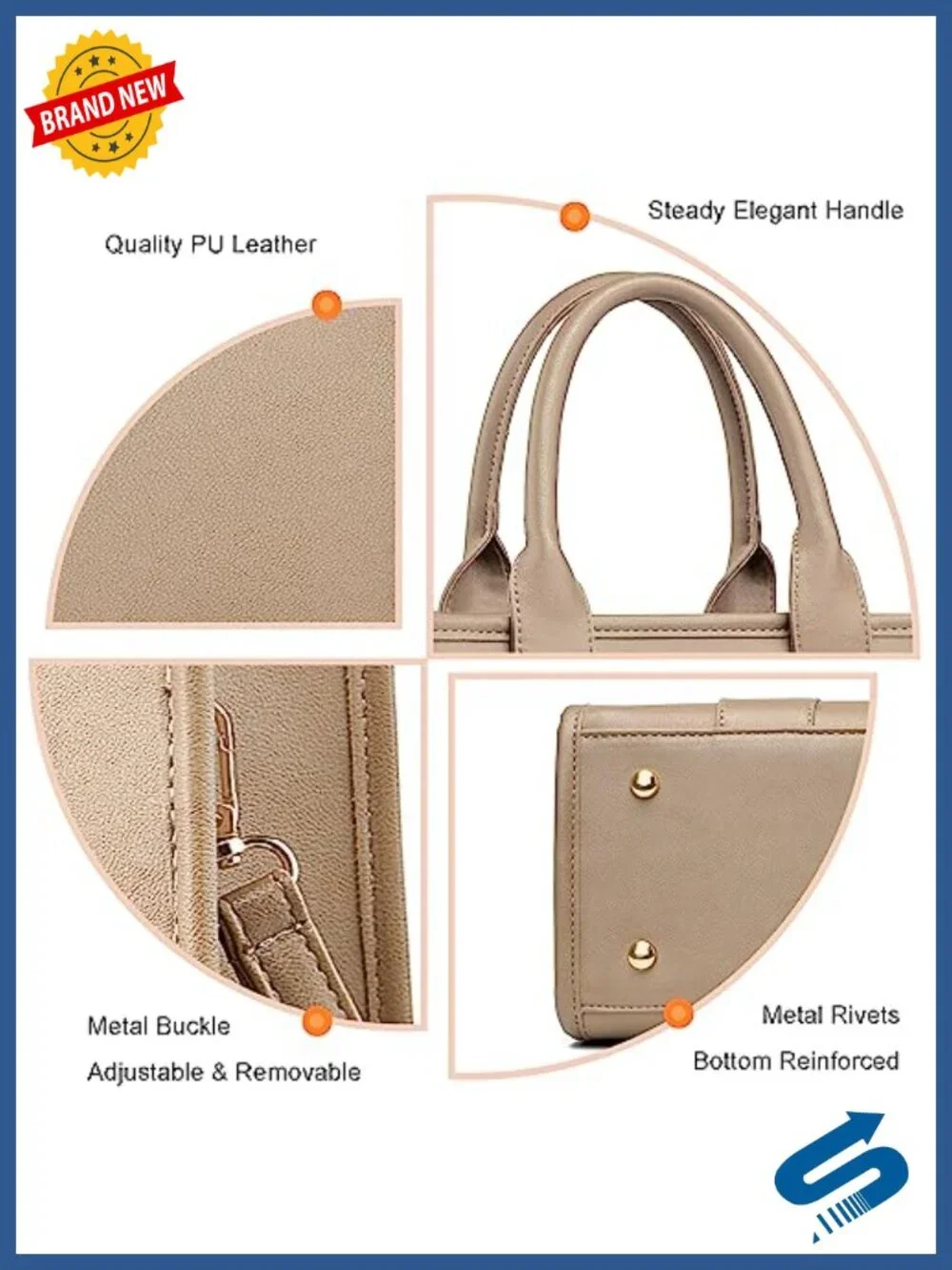 Women's Tote Handbag PU Leather Crossbody Shoulder Bag with Adjustable Strap